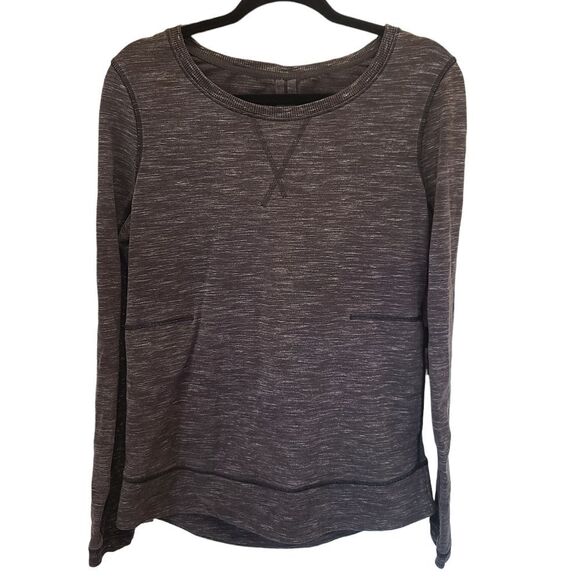 Lululemon Exhalation Pullover II Heathered Marled Black Size 8 Yoga - Picture 3 of 9